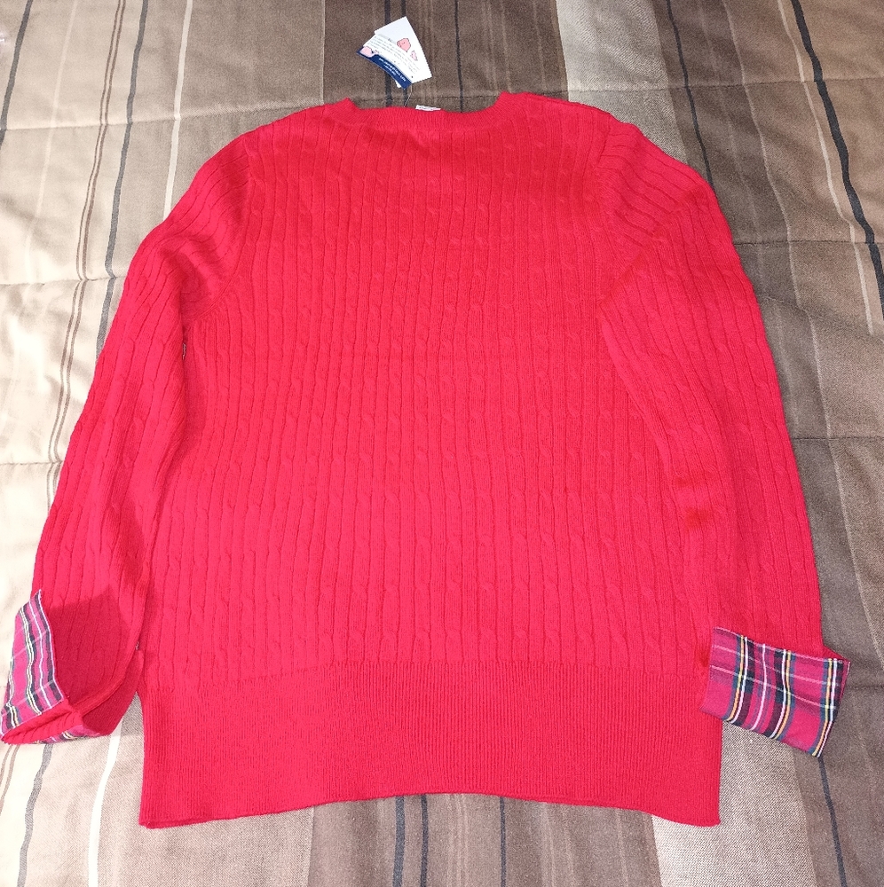 Vineyard Vines Red Cable Knit Crewneck Sweater XS - Picture 10 of 12